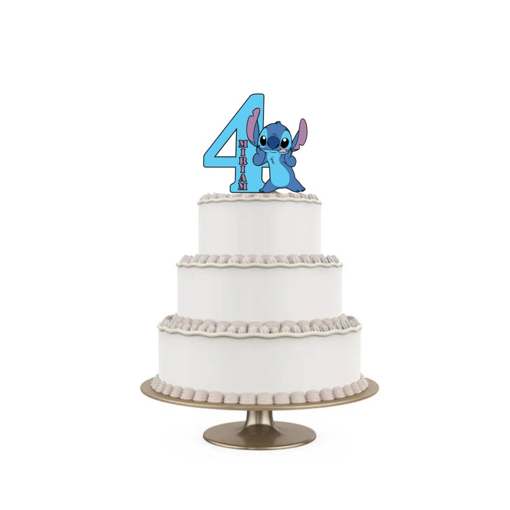 Topper Torta polistirolo Stitch Sagomato Personalizzabile 15 cm