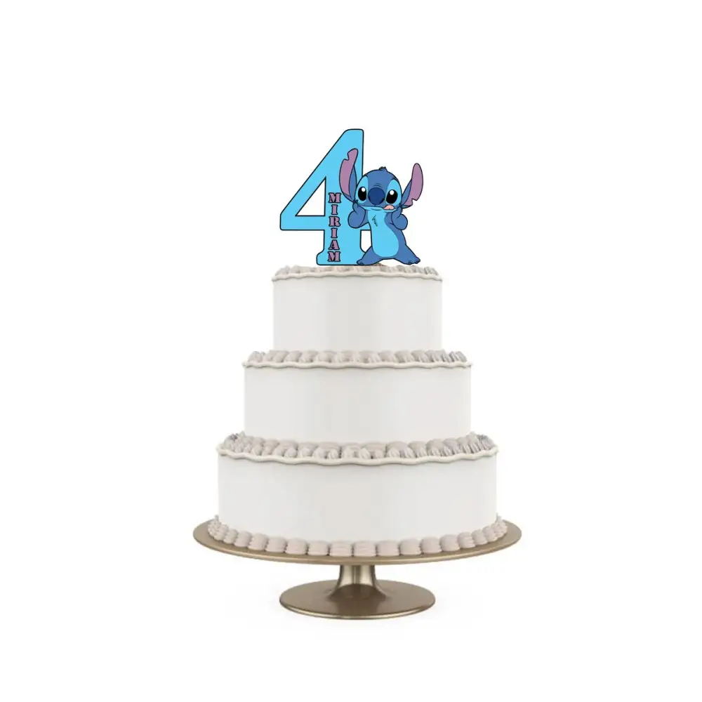 Topper Torta polistirolo Stitch Sagomato Personalizzabile 15 cm