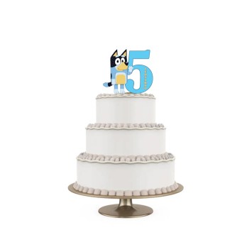 Topper Torta polistirolo Bluey Sagomato Personalizzabile 15 cm