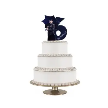 Topper Torta polistirolo Mercoledì Addams Sagomato Personalizzabile 15 cm