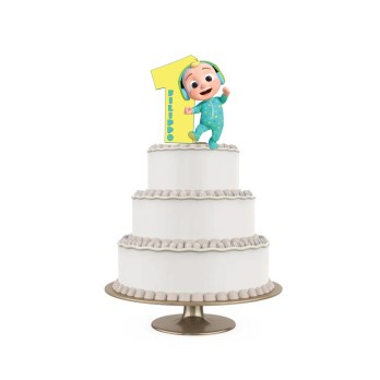 Topper Torta polistirolo Cocomelon Sagomato Personalizzabile 15 cm