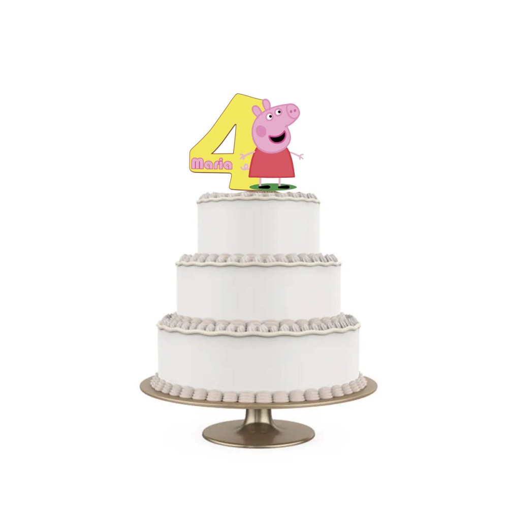 Topper Torta polistirolo Peppa Pig Sagomato Personalizzabile 15 cm