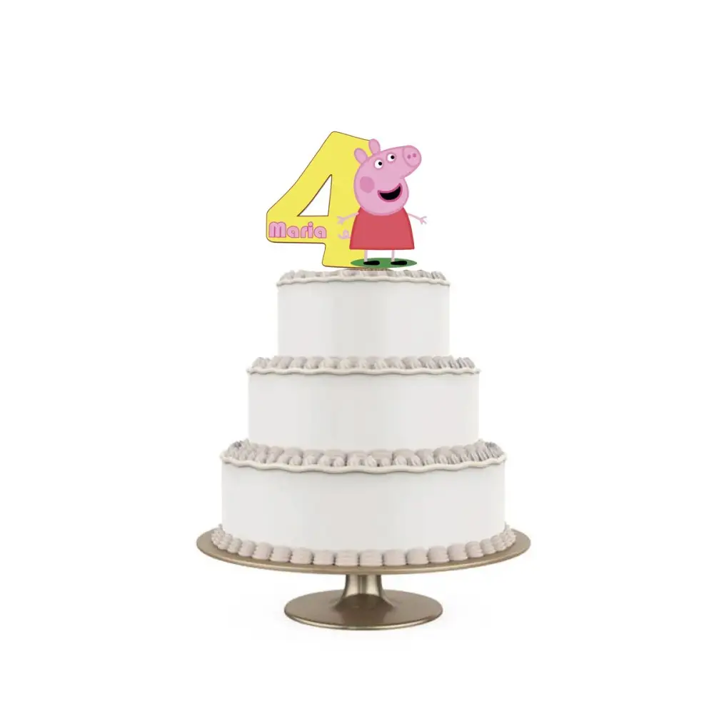 Topper Torta polistirolo Peppa Pig Sagomato Personalizzabile 15 cm