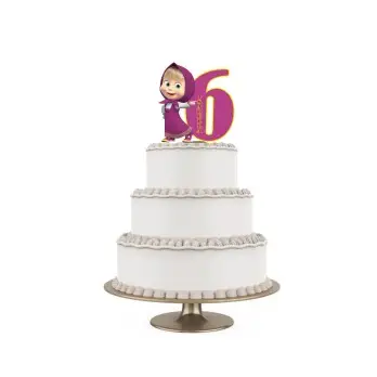 Topper Torta polistirolo Masha e Orso Sagomato Personalizzabile 15 cm
