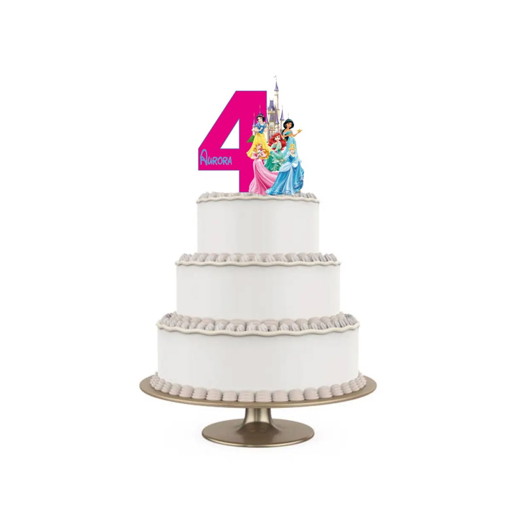 Topper Torta polistirolo Principesse Sagomato Personalizzabile 15 cm