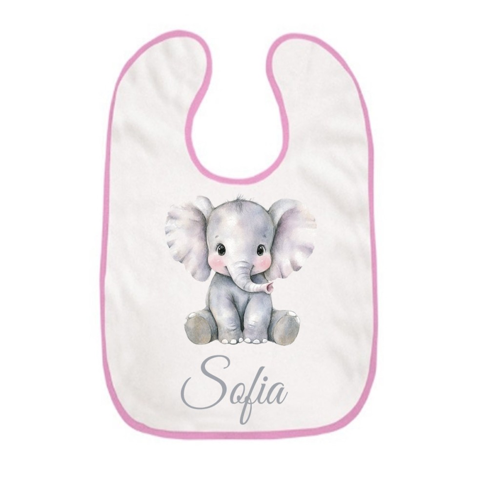 Bavetta con velcro a strappo Elefante Personalizzata