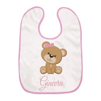 Bavetta con velcro a strappo Orsetta rosa Personalizzata