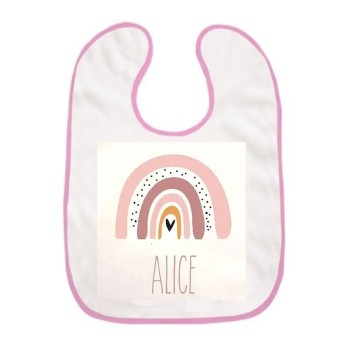 Bavetta con velcro a strappo Orsetta rosa con palloncini Personalizzata