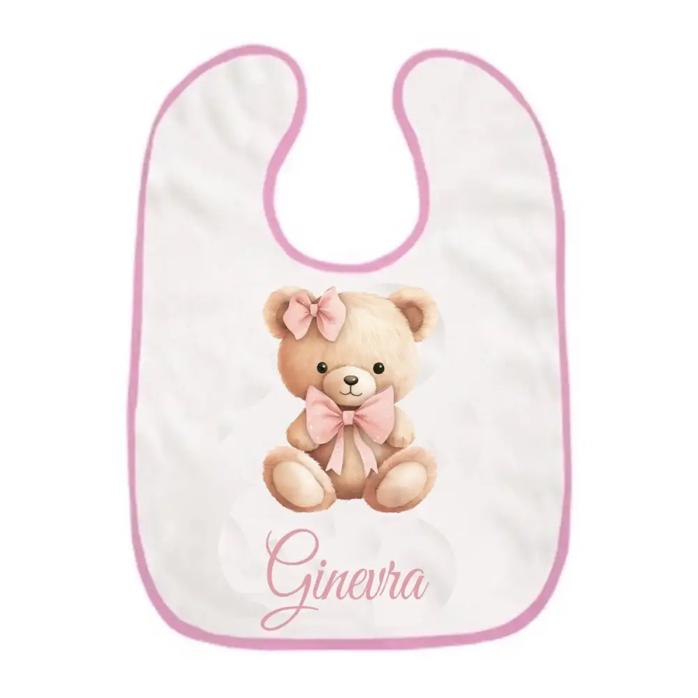 Bavetta con velcro a strappo Orsetta fiocco Personalizzata