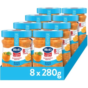 Hero Light Marmellata di Arance Amare Light 8 Vasetti da 280 gr