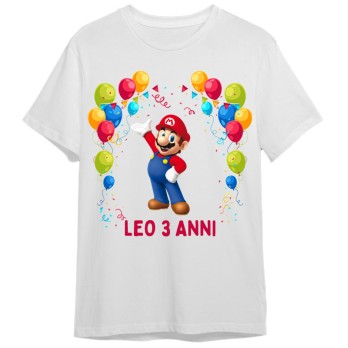 Maglietta T Shirt personalizzata per festa compleanno Super Mario