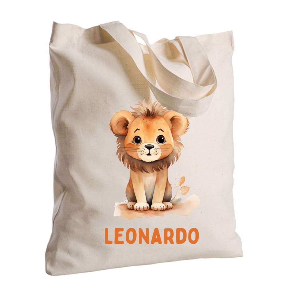 Borsa Shopper Leone in Tessuto Personalizzabile 2 pz