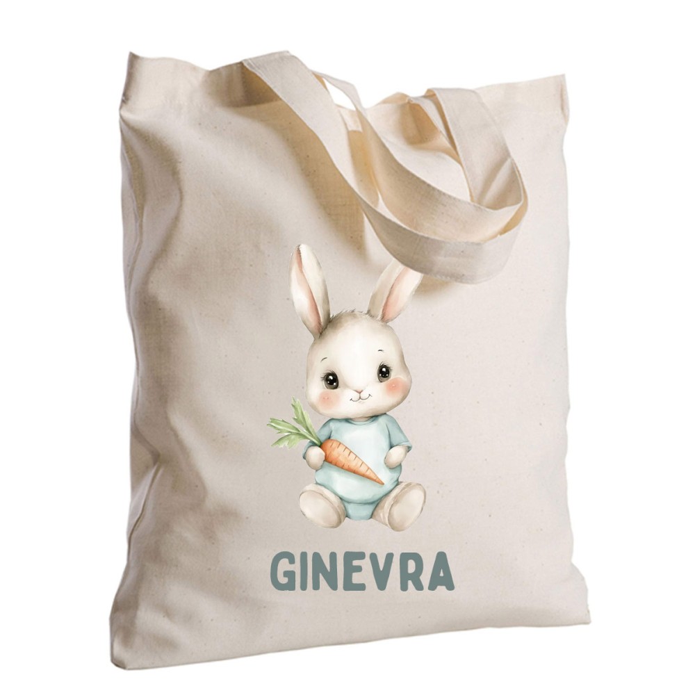 Borsa Shopper Coniglio in Tessuto Personalizzabile 2 pz