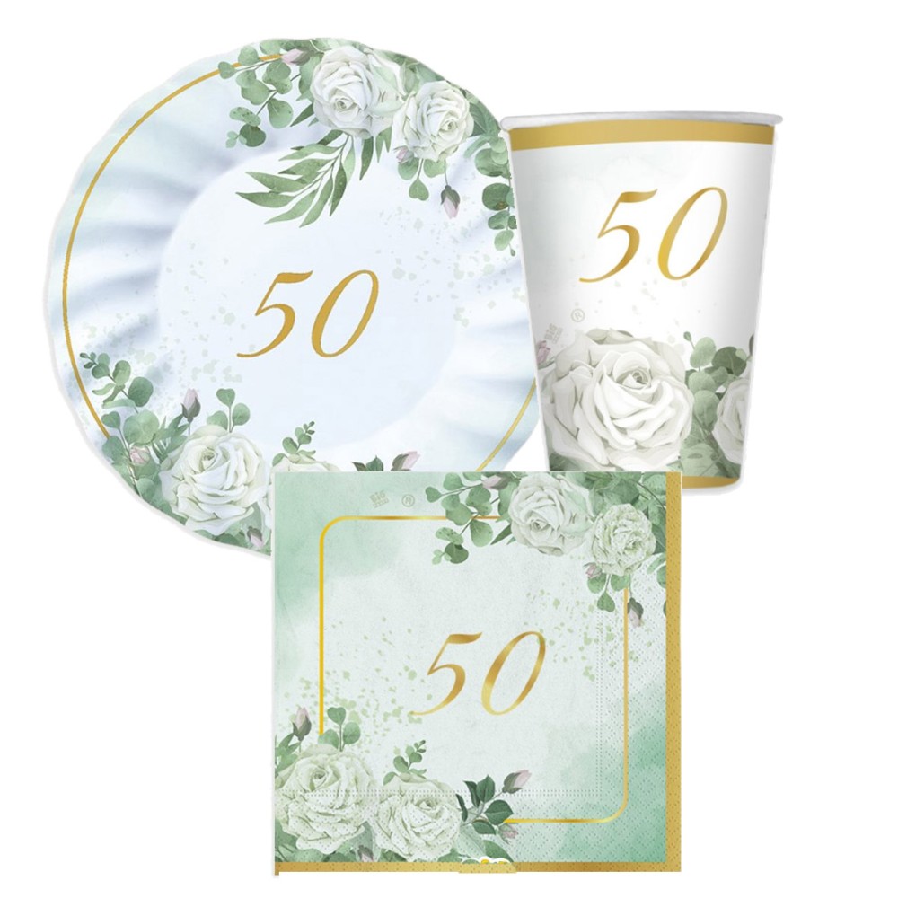 Kit per 12 persone 50 anni nozze d'oro eucalipto