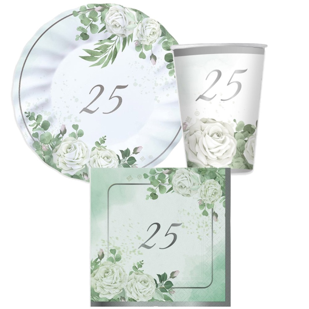 Kit per 12 persone 25 anni nozze d'oro eucalipto