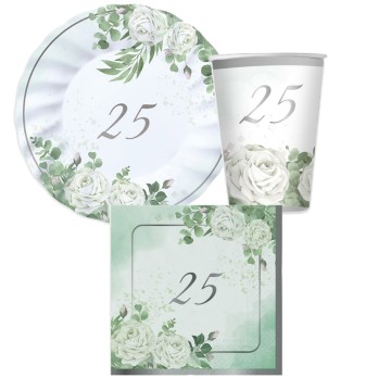 Kit per 12 persone 25 anni nozze d'oro eucalipto