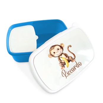 Sacca Zaino cotone Scimmia + tovaglietta americana + portamerenda personalizzabili