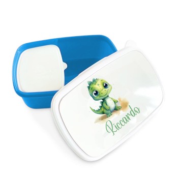 Sacca Zaino cotone Dinosauro + tovaglietta americana + portamerenda personalizzabili