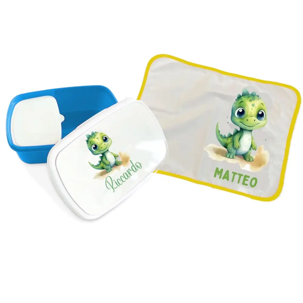 Tovaglietta americana Dinosauro + portamerenda personalizzabili
