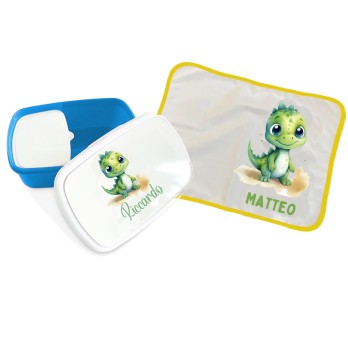 Tovaglietta americana Dinosauro + portamerenda personalizzabili