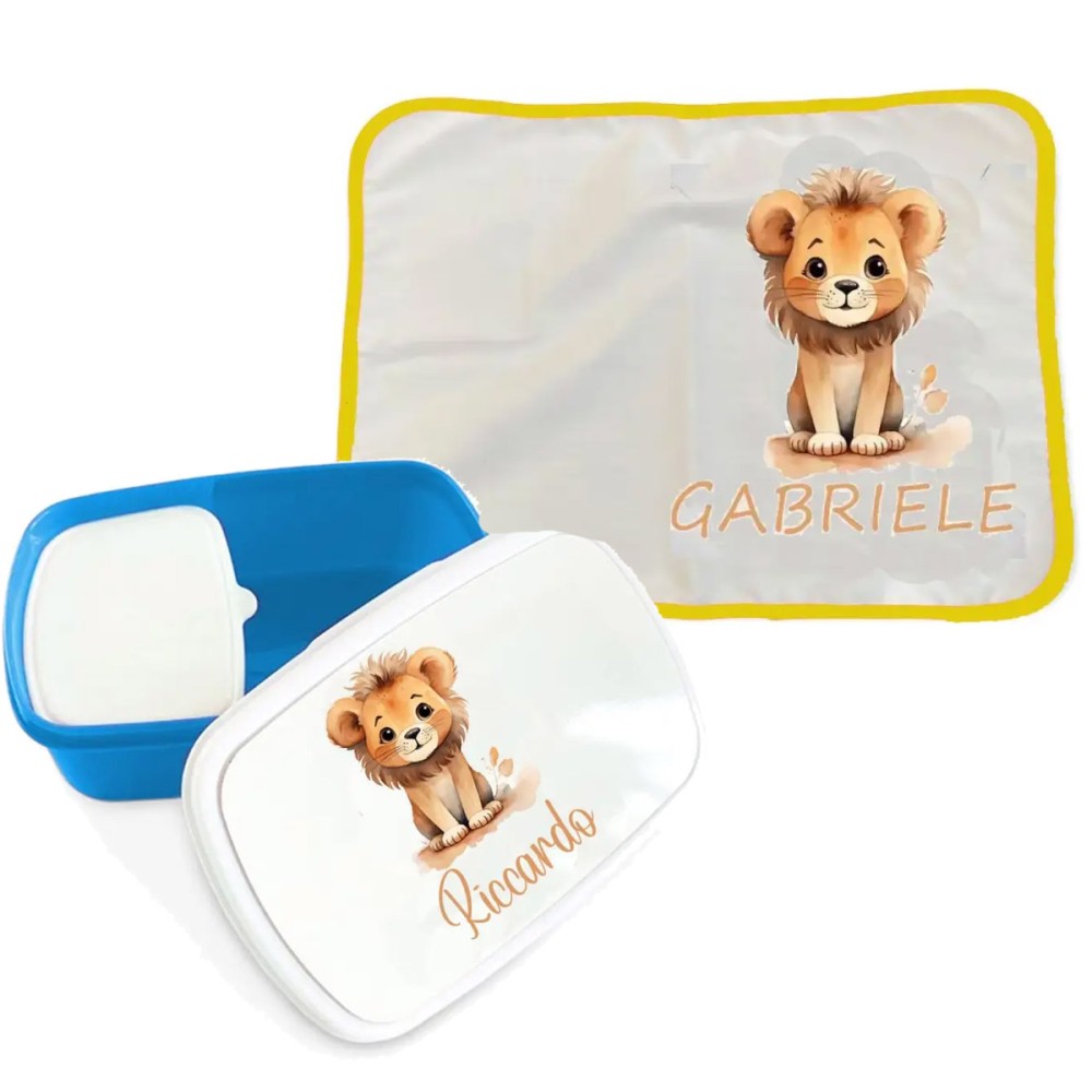 Tovaglietta americana Leone + portamerenda personalizzabili