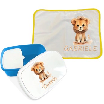Tovaglietta americana Leone + portamerenda personalizzabili