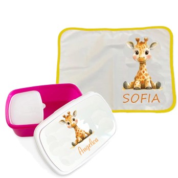 Tovaglietta americana Giraffa + portamerenda personalizzabili
