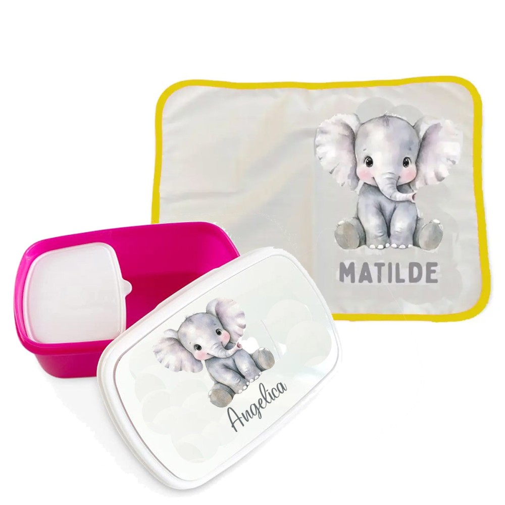 Tovaglietta americana Elefante + portamerenda personalizzabili