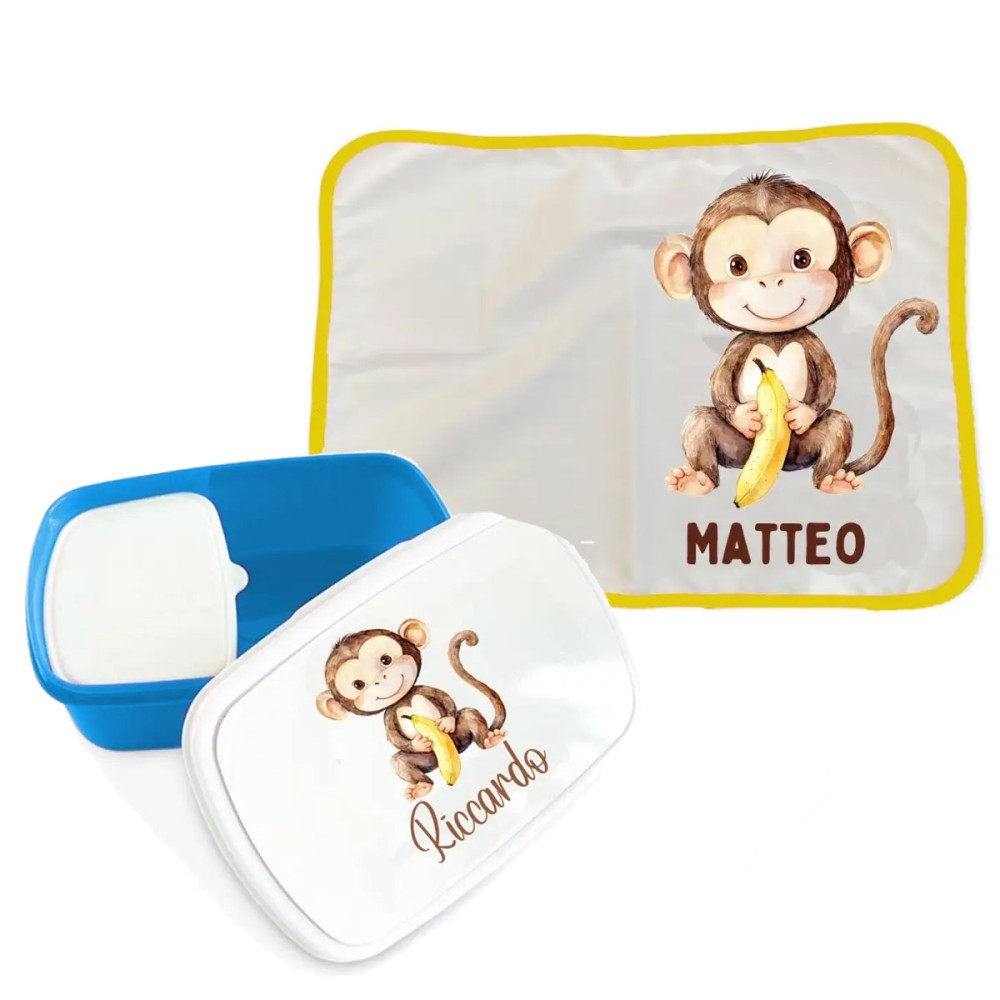 Tovaglietta americana Scimmia + portamerenda personalizzabili