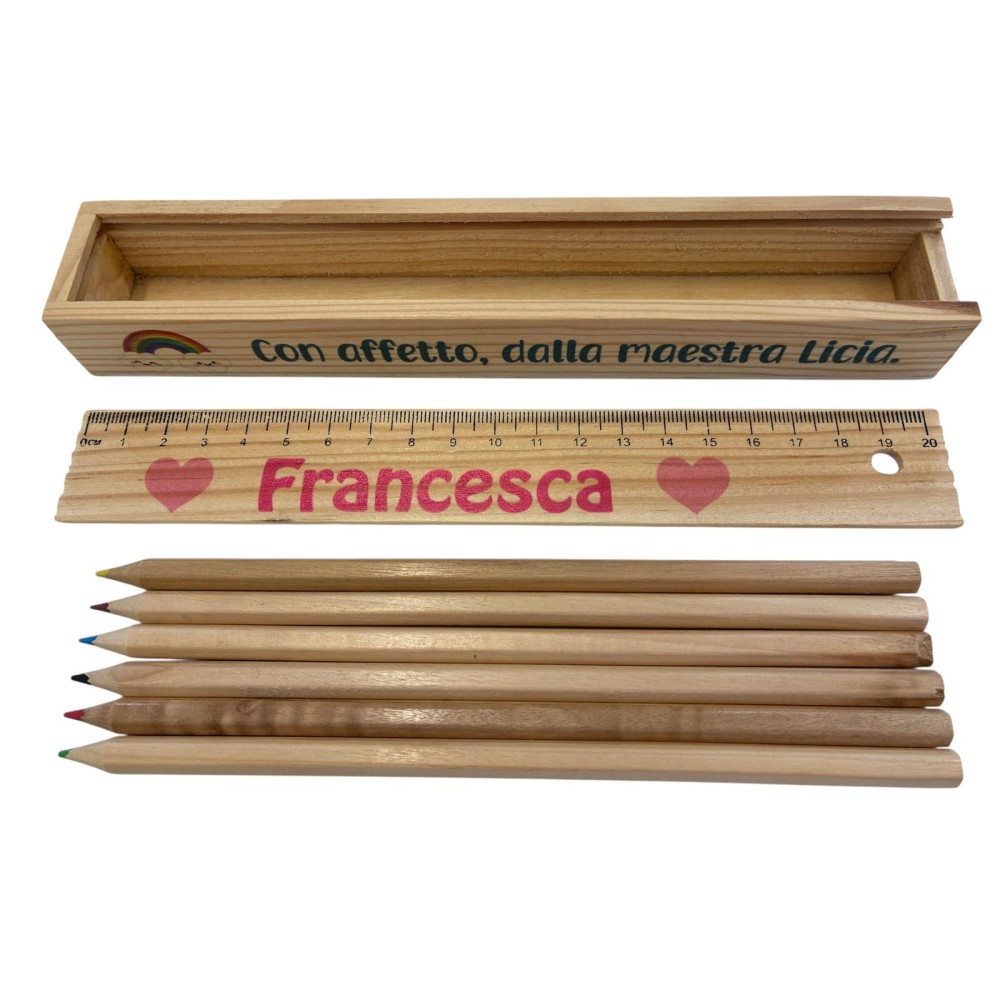 5 Confezioni in legno 6 matite colorate personalizzabili