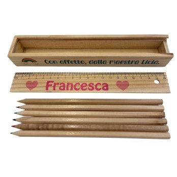 5 Confezioni in legno 6 matite colorate personalizzabili
