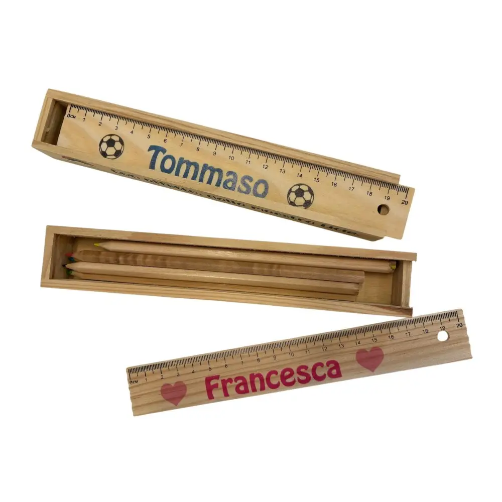 5 Confezioni in legno 6 matite colorate personalizzabili