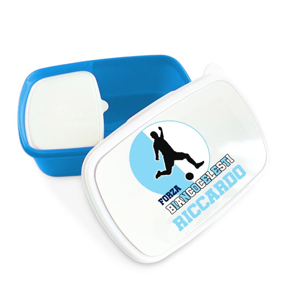 Portamerenda Forza Bianco celesti Lazio doppio scomparto personalizzato