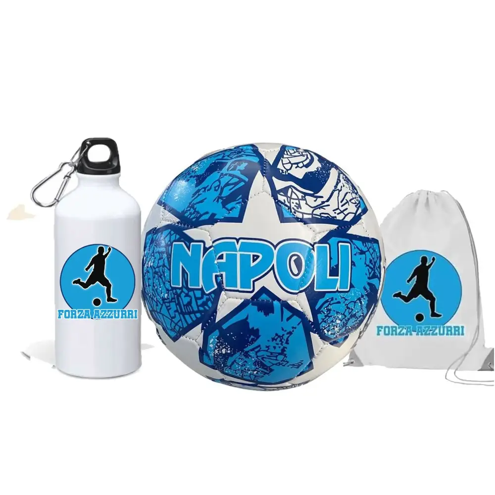 Pallone Napoli FORZA AZZURRI n.5 + borraccia e sacca