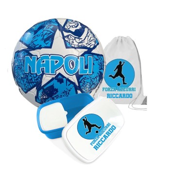 Pallone Napoli FORZA AZZURRI n.5 + Sacca e portamerenda personalizzabili