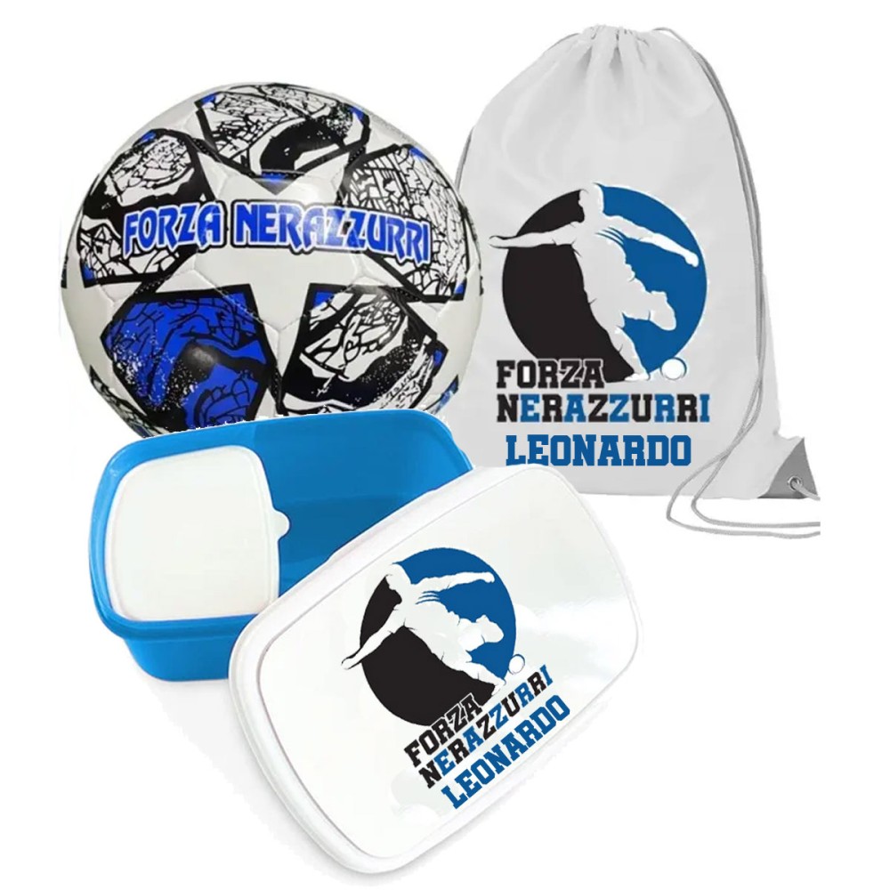 Pallone FORZA Nerazzurri Inter n.5 + Sacca e portamerenda personalizzabili