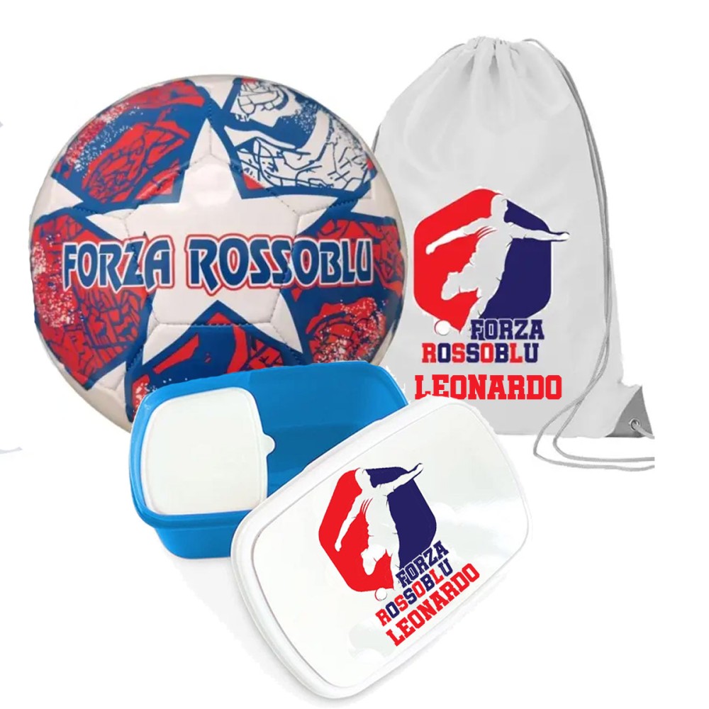 Pallone FORZA Rossoblu Bologna n.5 + Sacca e portamerenda personalizzabili
