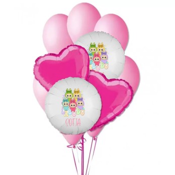 Bouquet palloncini n.9 Labubu personalizzabile fai da te