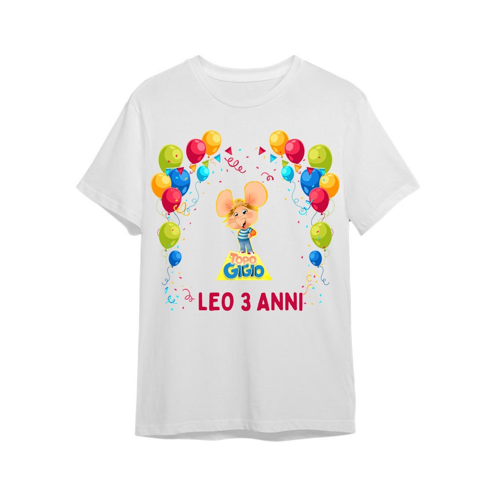 Maglietta T Shirt personalizzata Topo Gigio per festa compleanno