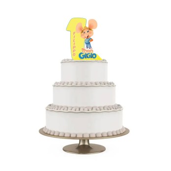 Topper Torta polistirolo Topo Gigio Sagomato Personalizzabile 15 cm
