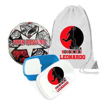 Pallone FORZA Rossonero Milan n.5 + Sacca e portamerenda personalizzabili