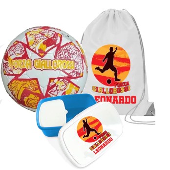 Pallone FORZA Giallorossi Roma n.5 + Sacca e portamerenda personalizzabili
