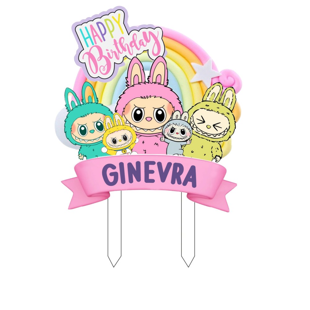 Cake Topper in Plexiglass Labubu personalizzabile