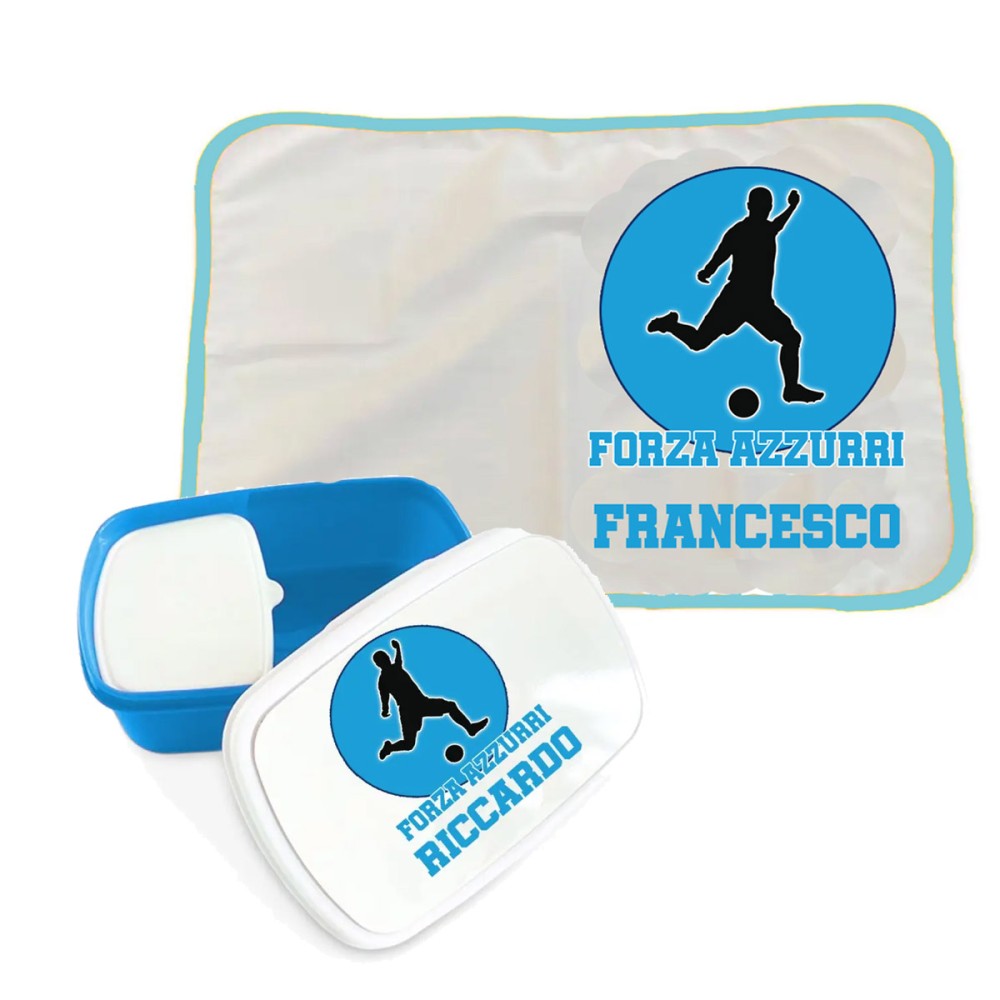 Portamerenda Azzurri Napoli + tovaglietta personalizzati