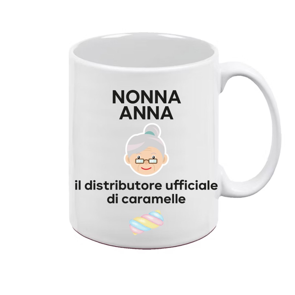Tazza personalizzabile "Caramelle" per la nonna