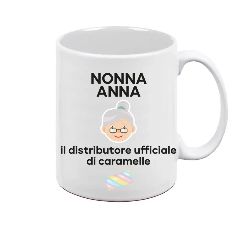 Tazza personalizzabile "Caramelle" per la nonna