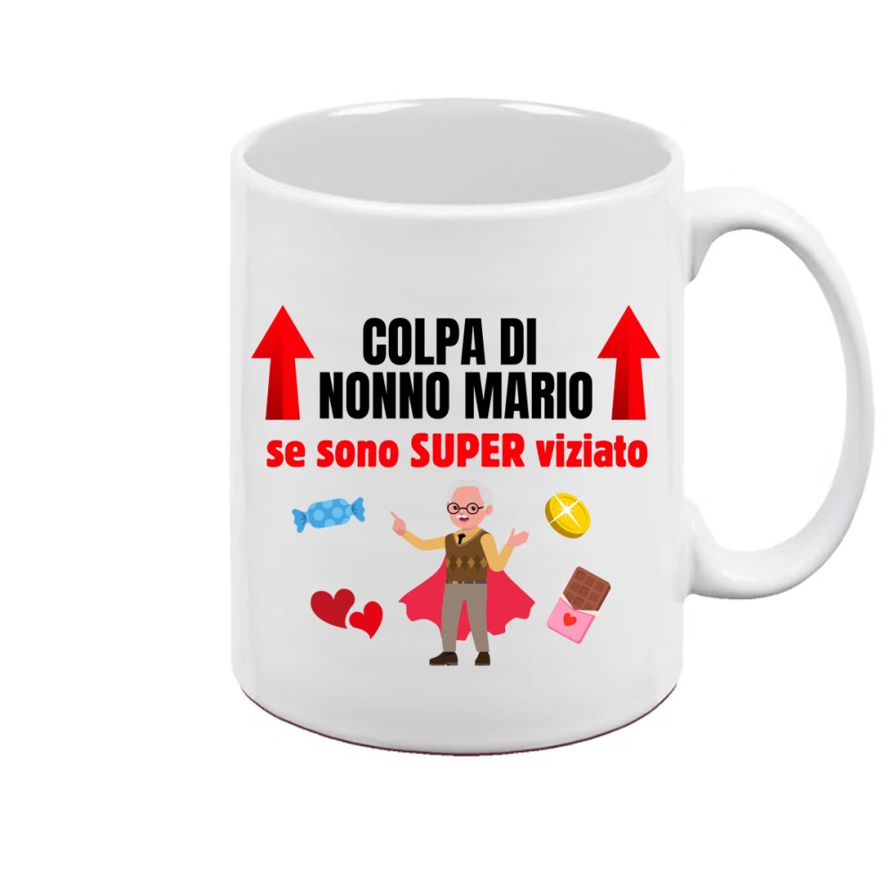 Tazza personalizzabile "colpa di Nonno se sono viziato"