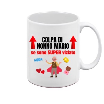 Tazza personalizzabile "colpa di Nonno se sono viziato"