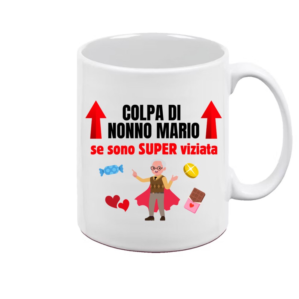 Tazza personalizzabile "colpa di Nonno se sono viziata"