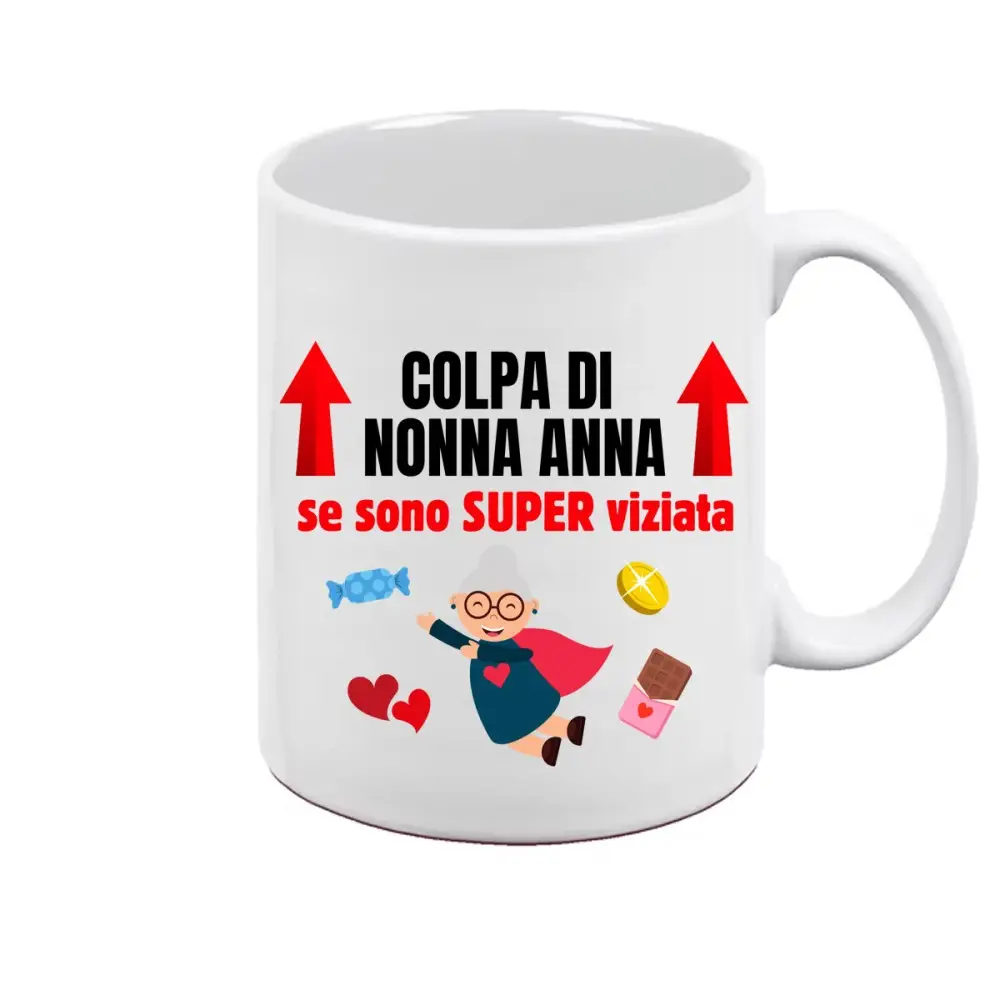 Tazza personalizzabile "colpa di Nonna se sono viziata"